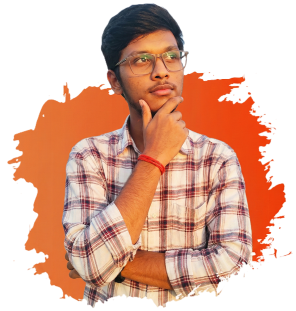 A man in a alice blue shirt with a thinking expression